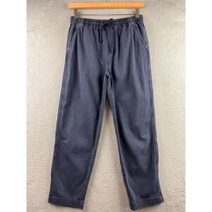 Faherty Brand Mens Navy Blue Cotton Linen Blend Drawstring Pants M